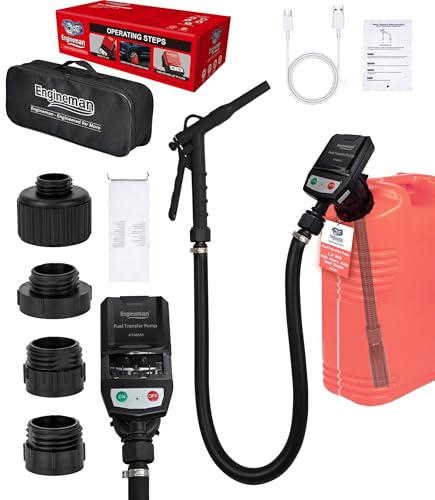 Electric Fuel Transfer Pump with Hand-Stop, USB Charging 3.8GPM 51" Hose 4 Size Adapters Gas Can Pump with for Gasoline, Diesel, Kerosene, Black 2nd Gen, Gifts for Men Dad - color: 3.8 GPM With Hand-Stop Nozzle