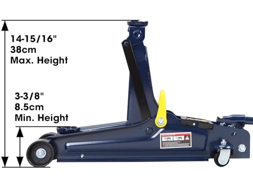 TCE 2.5 Ton Hydraulic Low Profile Trolley Floor Jack with Single Piston Quick Lift Pump, Lifting Range 3.3"-14.9", Blue - size: 2.5 ton trolley jack