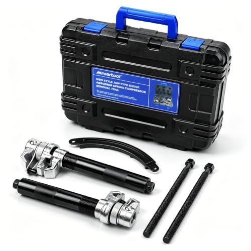 2-Jaw Coil Spring Compressor 4-Rod Strut Tool for BMW Audi Porsche LR | 4-rod 45 steel with arc support arm，fits 90-180mm diameter and 220-380mm height，forged jaws, hard case，for European cars.