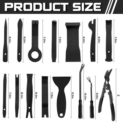 330pcs Car Trim Removal Tool Set - Auto Upholstery Pry Kit with Clip Pliers, 120 Retainer Clips, Stereo Keys, Hooks. POM Plastic Dashboard Door Panel Fastener Remover (330Pcs-BLACK) - style: 330Pcs-BLACK
