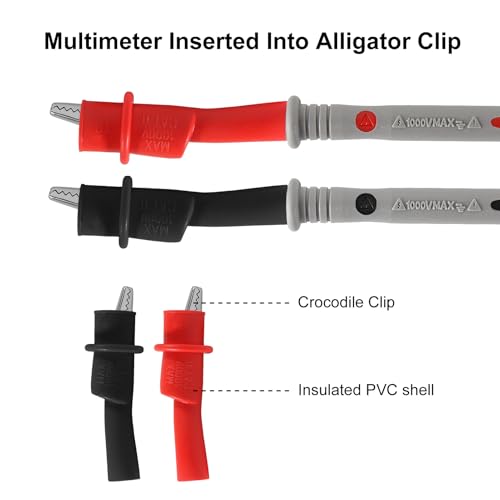 2Pack Multimeter Test Leads 1000V 20A CAT III Silicone Leads with Ultra-Sharp Gold-Plated Digital Test Probes with Alligator Clips for Multimeter Automotive Electrical Testing - color: 2set 1000V 20A+clip