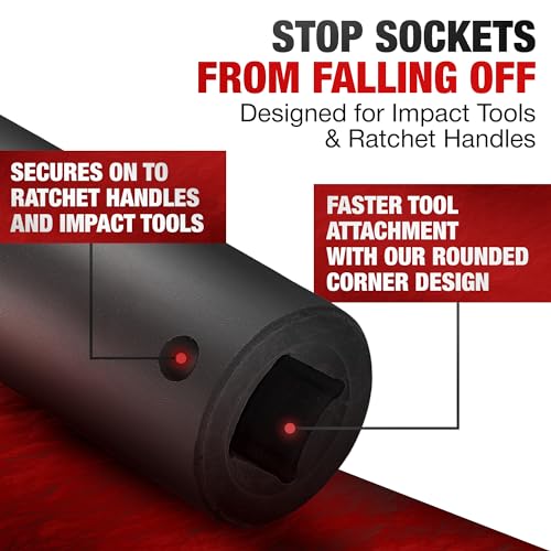 TIGHTSPOT 1/2 Inch Drive - 5/8 Inch Deep Impact Socket with Anti-Rounding 6 Point Design, Heat-Treated CRV Steel - size: 1/2” Drive 5/8” Deep Impact Socket - 6pt, style: 1/2" Drive Deep Socket