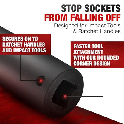 TIGHTSPOT 1/2" Dr 5/16 Inch Deep Socket, Anti-Round 6-Pt, CRV Steel - size: 1/2” Drive 5/16” Deep Impact Socket - 6pt, style: 1/2" Drive Deep Socket