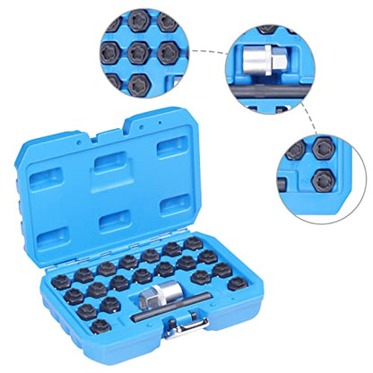22PCS Wheel Locking Nut Key Kit, Wheel Lock Nut Key Removal Tool Kit for BMW Series, Anti-Theft Screw Remover Repair Tool