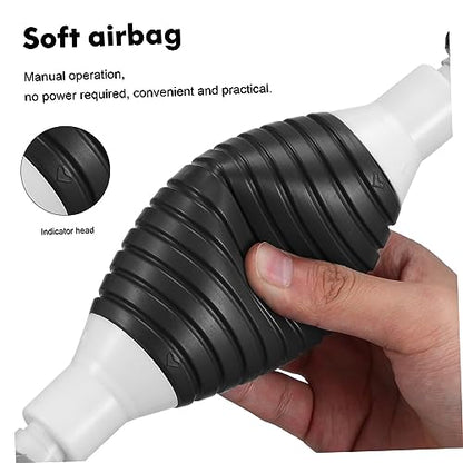 UKCOCO Manual Gasoline Transfer Pump with Stainless Steel Clamp Hose and Check Valve Portable Liquid Siphon Kit for Oil Water Fuel Extraction Plastic and Construction No Battery Needed