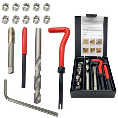 M10x1.5 Thread Repair Kit, Helicoil Thread Inserts Taps Kit with HSS Drill Bits Compatible Hand Tool Set for Damaged Thread ＆ Auto Repairing(Metric) - size: M10x1.5, style: Metric