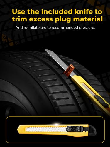 AUTOWN Flat Tire Repair Kit 15pcs, Heavy Duty Tire Plug Kit to Fix Puncture | Tire Patch Kit with Portable Storage Case, Emergency Tool for Car, Motorcycle, ATV, UTV, RV, Trailer, Tractor, Jeep, and More