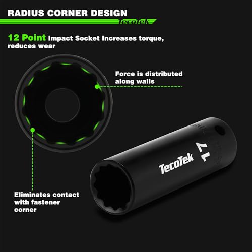 TecoTek 27 Pieces 3/8-Inch Drive 12-Point Metric Impact Socket Set, CR-V, 7mm to 19mm, Standard and Deep, 1/4"-3/8" Drill Adapter - size: 7mm-19mm(Deep & Shallow)