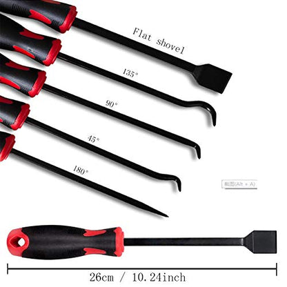 10Pcs Precision Pick & Hook Set with Scraper and Magnetic Telescoping Tool Kit Mechanic Hook Picks Tools Set for Remove Automotive Electronics Maintenance Hoses Gasket Hand Pick Up Tools