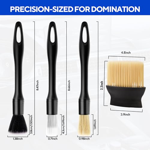 7PCS Car Detailing Brush Kit - Ultra Soft Boars Hair Car Interior Detailing Brushes, Includes 4 Different Brushes, Multi-use for Cleaning Interior or Exterior - size: 7PCS-B