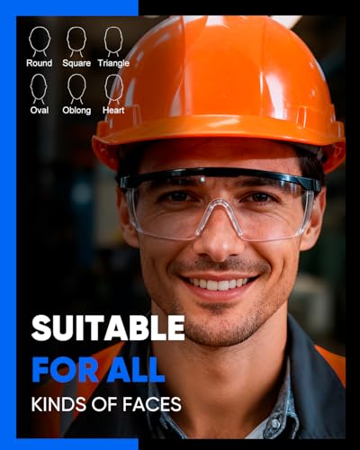 UCEC Clear Safety Glasses, Eye Protection Glasses, Anti Fog Safety Glasses For Men And Women, Full Coverage Lens, Built-In Brow Guard, UV Resistant, 6 Pack - color: 6*adjustable Glasses, size: 6 Pack