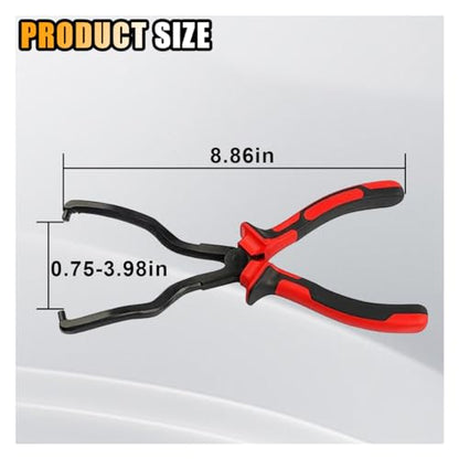 smilfuy Fuel Line Plier, Quick Disconnect Release Removal Tool, Petrol Hose Pipe Clamp Clip with Handle, Universal Fuel Line Clip Removal Plier, Pipe Clip Repair Tool for Most Cars (Red) - color: Red