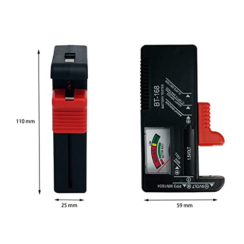 Battery Tester Checker, Universal Small Battery Tester for AAA AA C D 9V 1.5V, Button Cell Batteries Checker - Small Volt Checker for All Batteries - 2 Pack - size: 2