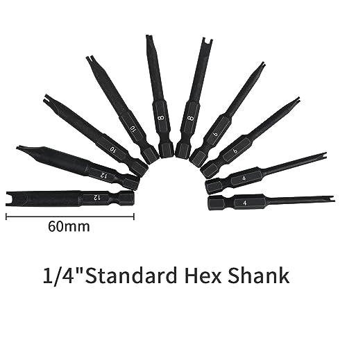 Spanner Bit Set (10 Pack - 2.3" Long Magnetic Heads) Spanner Fork Snake-Eye Security Screwdriver Bit Sizes: 4, 6, 8, 10, 12 (2 of Each Size) - style: Spanner