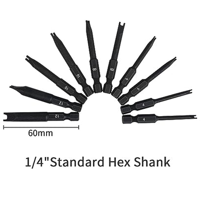 Spanner Bit Set (10 Pack - 2.3" Long Magnetic Heads) Spanner Fork Snake-Eye Security Screwdriver Bit Sizes: 4, 6, 8, 10, 12 (2 of Each Size) - style: Spanner