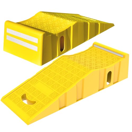 OrangeStar Car Ramps for Oil Changes and Maintenance, 2-Pack Portable Low Profile 6-Inch Lift Car Service Ramps for Garage, Heavy Duty Plastic Tire Ramps (L35in x W13in x H8in)