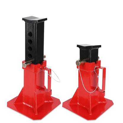 12 Ton (26,400 Lb) Heavy Duty Pin Type Jack Stands, 1 Pair Professional Automotive Jack Stands with Lock, Adjustable 11-18 Inch for Trucks, Trailers, SUV, Garage - Red