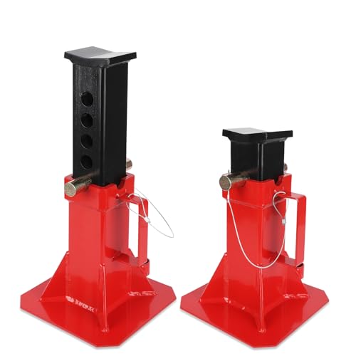 GarveeTech Car Jack Stand with Pin Adjustment, Heavy Duty Jack Stand, 12 T Jack Stands for Trucks Cars Auto SUV Trailers, 26,400 LB Capacity, Adjustable Height 11 in-18 in, Red, 1 Pair