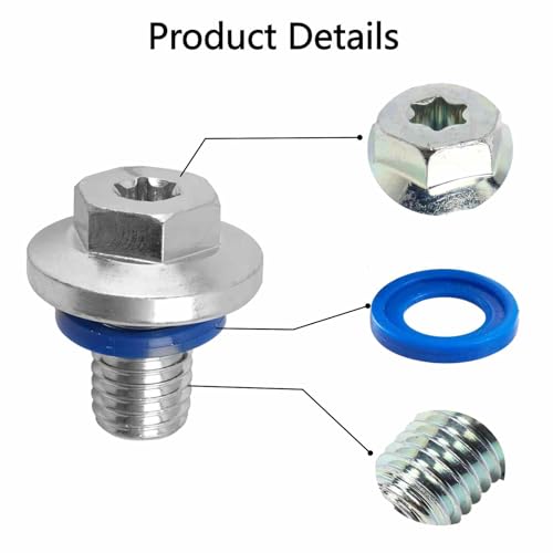 6 PCS M12-1.75 15mm Oil Drain Plug T45 Torx for GM Chevy GMC | M12-1.75 oil drain plugs with insert gasket, fit for Cadillac, Chevrolet, GMC and Buick; replace 090-948CD, 090-948. - size: M12-1.75 （6Pcs）