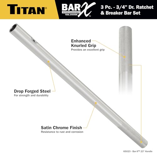 Titan Bar-X 64143 3-Piece 3/4-Inch Drive Interchangeable Ratchet and Breaker Bar Set