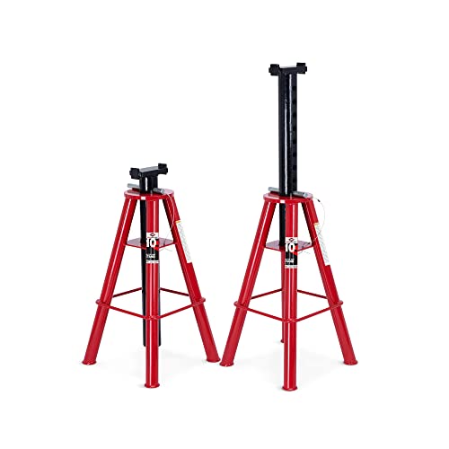 AFF 10 Ton Pair of Jack Stands, Heavy Duty, Pinlock for Trucks & Equipment - size: High Height
