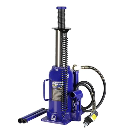 32 Ton Hydraulic Bottle Jack, 64,000LBS Pneumatic All Welded Bottle Jack, 10.2-20.1 inch Lifting Range,Manual Hand Pump & 2-Section Long Handle, for Car, Pickup Truck, Truck, RV, Auto Repair,Blue - color: Blue, size: 20 Ton