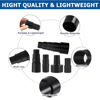 5 Pcs Vacuum Hose Adapter Universal Vacuum Adapter Kit for Dry Wet Shop Vacs- 2-1/2 to 1-1/4 Inch; 1-1/4 to 1-3/8 to 1-1/2 Inch; 1-3/8 to 1-1/4 Inch