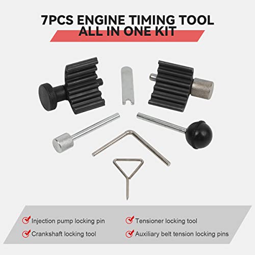 Engine Timing Tools Kit Diesel Engine Camshaft Alignment Tool Compatible for VW Audi SEAT Skoda 1.9L 2.0L TDI PD DOHC Engine High-Precision Crankshaft Locking Tool Timing Belt Tensioner Tool