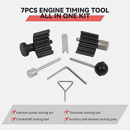 Engine Timing Tools Kit Diesel Engine Camshaft Alignment Tool Compatible for VW Audi SEAT Skoda 1.9L 2.0L TDI PD DOHC Engine High-Precision Crankshaft Locking Tool Timing Belt Tensioner Tool