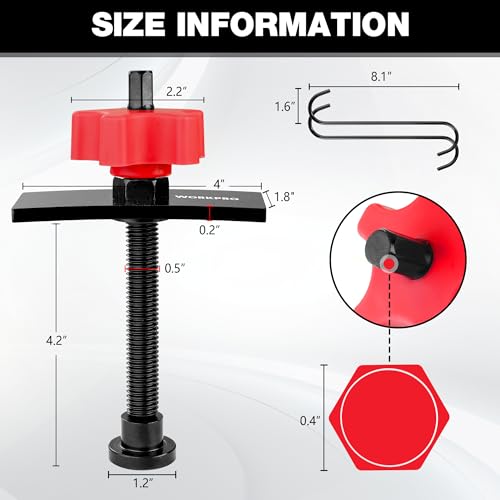 WORKPRO Heavy Duty Brake Caliper Compression Tool with 2 Caliper Hangers | Disc Brake Pad Spreader Tool for Compressing Inner Pad, Swivel Joint Brake Piston Compressor Tool for Cars & Light Trucks - size: Heavy Duty with 2 Hangers