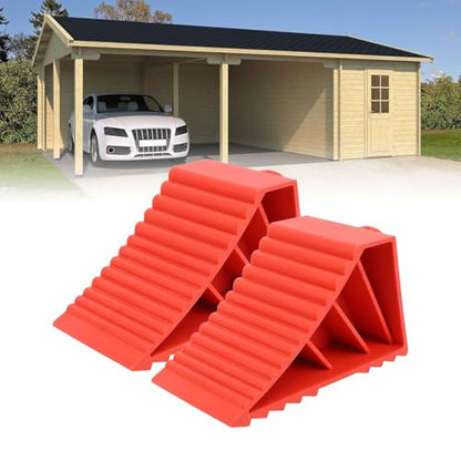 ANGGREK 2PCS Heavy Duty Wheel Chocks Rubber Tire Stop Blocks, Wheel Stoppers with Ribbed Anti Slip Design for Cars Trucks SUVs Trailers