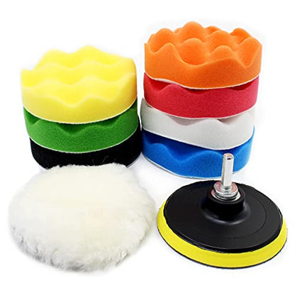4 Inch Buffing Polishing Pads, 10 Pcs Drill Polishing Kit, Compound Buffing Sponge Pads for Car Polishing, Waxing, Sealing Glaze, Polishing and Waxing