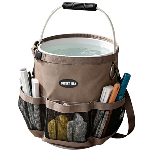 MELOTOUGH Wash Tool Organizer for 5 Gallon Bucket, cleaning bucket organizer Pockets for Clean Supplier Car Wash organizer Khaki Color (1)