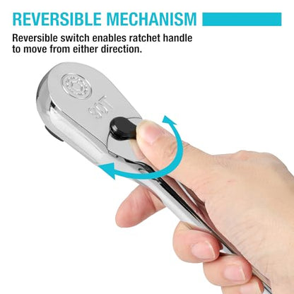 DURATECH Extra Long Handle 1/2-Inch Drive Ratchet, 90-Tooth Ratchet Wrench with 15" Handle and Dust Proof Teardrop Enclosed Head, Reversible, CR-V Steel Made, CR-MO Head, Full Polished, Gifts for Men - size: 1/2" with 15" handle