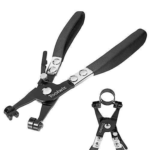 Toolwiz Hose Clamp Pliers Heavy Duty, Hose Clamp Tool with Locking Device | Black Non-Slip Handle, Removal and Installation Tool for Ring-Type and Flat-Band Hose Clamps - style: 1pc
