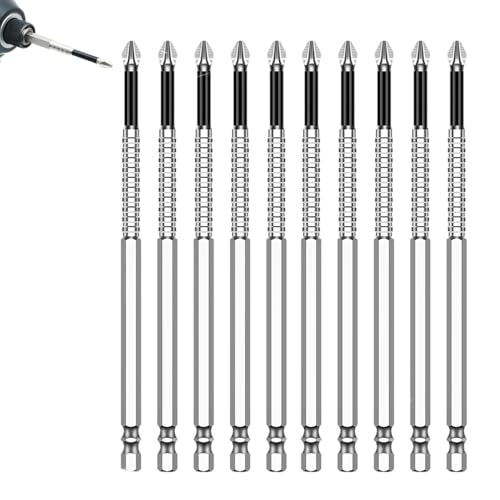 Magnetic Non-Slip Drill Bit Kit - High Magnetic S2 Alloy Steel Screwdriver Bits, Anti-Slip Hex Shank Set (25/50/65/70/90/150mm) for Impact Driver & Electric Drill (10, 150L) - size: 150L