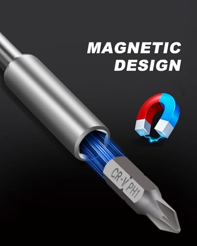 ROTATION 31-Piece 1/4 Inch Magnetic Bit Driver Set, Nut Driver with Phillips, Flat/Slotted, Hex and Torx Bits, Screwdriver Handle for Holding 1/4 Bits, CR-V Steel - style: 31pc