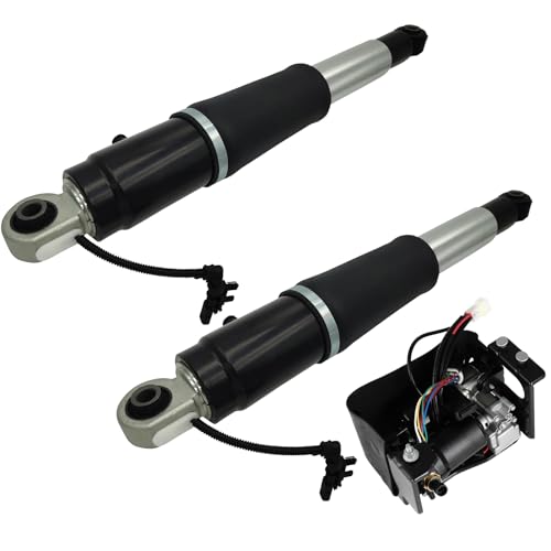 Rear Air Strut and Air Suspension Compressor Pump fit for Chevrolet for Tahoe 2015-2018, for GMC for Sierra 1500 2014-2017, 84176675 Air Suspension Shock Absorber Spring Strut Kit, Set of 3