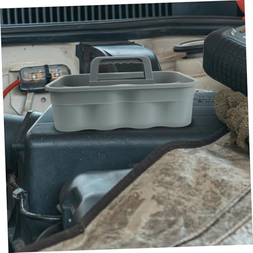 Amosfun Portable Handheld Plastic Cleaning Basket for Car and Bath Use 10L Capacity Shower Organizer with Handle for Car Detailing and Home Storage