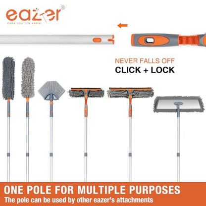 Eazer Window Squeegee Cleaner Tool, 2-in-1 Window Cleaning Kit with 62'' Extension Pole, Window Washer Equipment for Cars, Indoor & Outdoor Glass - Includes 2 Microfiber Cloths - size: 62inch
