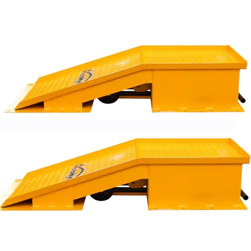 Heavy Duty Truck Ramps for Oil Changes, 20 Ton Capacity Car & Truck Service Ramps, Wide Wheel Lift Ramps for Maintenance, Pair, Yellow