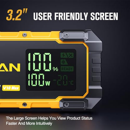 VTOMAN V10 Max 5500A Portable Jump Starter with 100W USB-C Fast Charger | Car Battery Jumper Starter Portable, All Gas or 12L Diesel Engines,12V Jump Start Booster Pack, Jump Box Comes, Pickup Trucks - color: yellow
