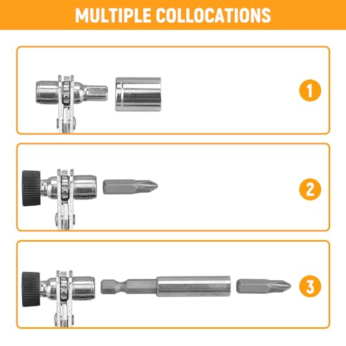 Hoteche 1/4-Inch Mini Ratchet Set - 23-Piece Screwdriver Bits Kit with Magnetic Bar, Offset Ratchet Driver and 9 Metric Sockets (5mm-13mm) | CR-V Bits for Versatile Socket & Socket Wrench Set