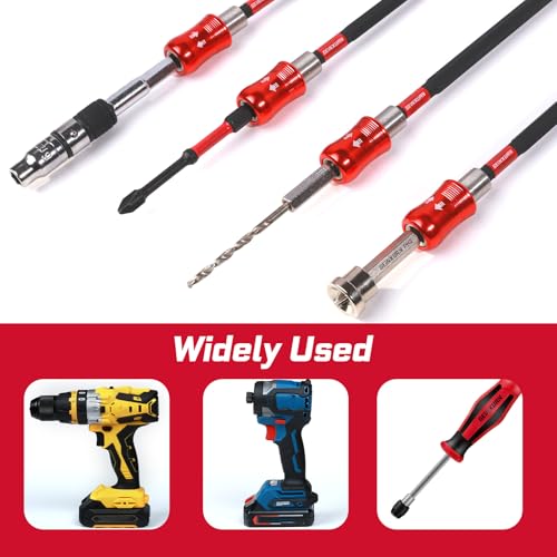 Geinxurn 12” Impact Screwdriver Bit Holders, 5PCS Magnetic Extension Quick-Change Socket Drill Bit Holder Cr-V SteelHex Shank Quick Release Drill Bit Guide - size: 12"