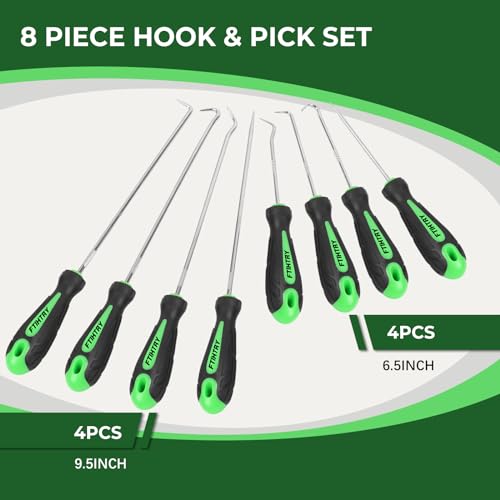 FTIHTRY 8PCS Pick and Hook Set, Precision Automotive Hook Set, Car Auto Oil Seal/O-Ring Seal Gasket Mini Precision Hooks Puller Remover (Green)