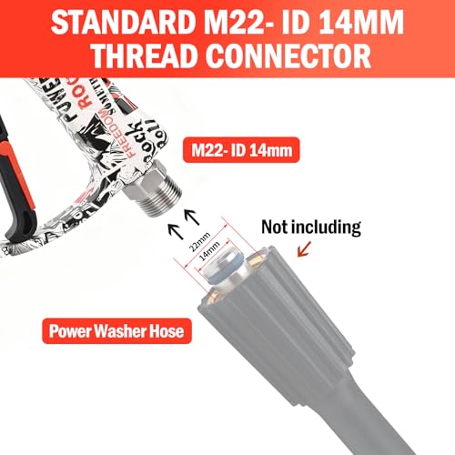 Bear Force High Pressure Washer Gun 3000 PSI Max, Power Washer Short Gun M22-ID14mm with 1/4“ Quick Connector, Car Wash, Car Cleaning, Car Care Detailing - size: A. Single Gun