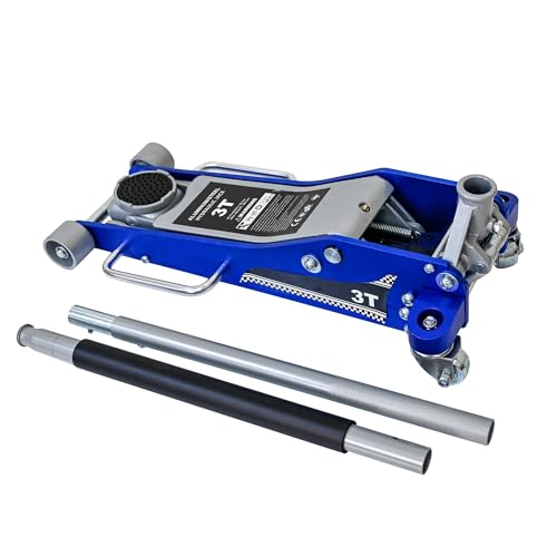 ZeHuoGe Aluminum Iron Horizontal Jack/Hydraulic Trolley Service/Floor Jack with Extra Saddle,6,600 lb Capacity (Blue, 3 Ton Aluminum) - size: 3 Ton Aluminum