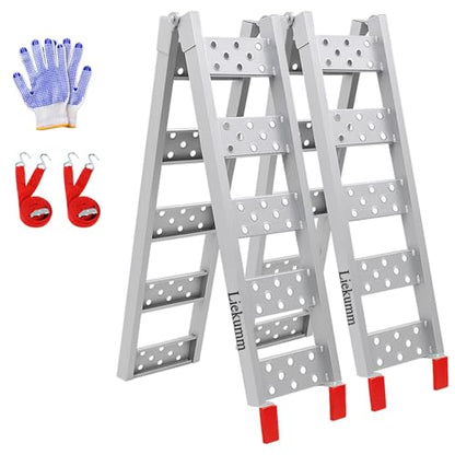 LIEKUMM 83" ATV Ramps 2-Pack, 960 lbs Capacity Folding Loading Ramps for Pickup Trucks, Heavy Duty Truck Ramps for Trailer, Lawn Mower (Silver) - size: 83"L(Silver/2PCS)