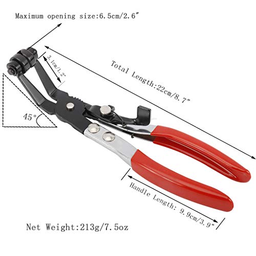 Auto Vehicle Tools Hose Clamp ClipTools,45° Angle Flat Belt Hose Clamp Pliers, Use in narrow locations for Car Coolant Fuel Oil Water Pipe Repair Tools (45° Angle-Bent Pliers) - style: 45° Angle-Bent Pliers