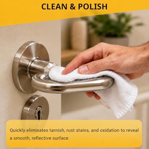 Chrome Polish & Metal Cleaner, 5.07 Fl Oz Metal Shine Restorer for Car Wheels, Rims, Exhaust Tips, Chrome Trim, Stainless Steel, Brass, Copper, Aluminum, Silver, Includes Sponge